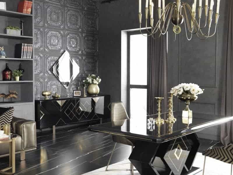 LuxeLife yemek odası takımı Versace Siyah Yemek Odası Takımı