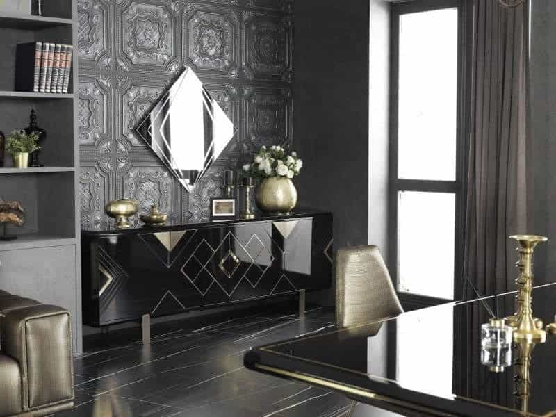 LuxeLife yemek odası takımı Versace Siyah Yemek Odası Takımı